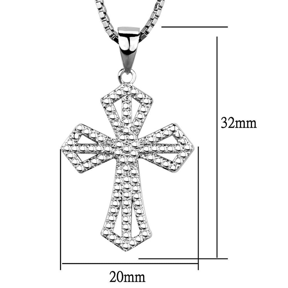 3W850 - Rhodium Brass Chain Pendant with AAA Grade CZ in Clear - Brand My Case