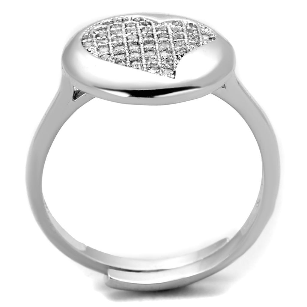 3W864 - Rhodium Brass Ring with AAA Grade CZ in Clear - Brand My Case