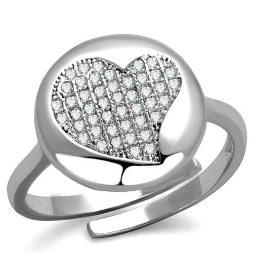3W864 - Rhodium Brass Ring with AAA Grade CZ in Clear - Brand My Case