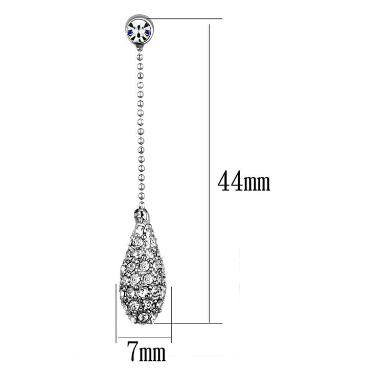 3W898 - Rhodium Brass Earrings with Top Grade Crystal in Clear - Brand My Case