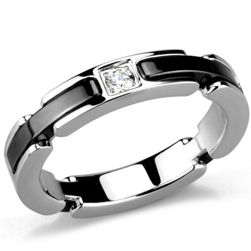 3W962 - High polished (no plating) Stainless Steel Ring with Ceramic - Brand My Case