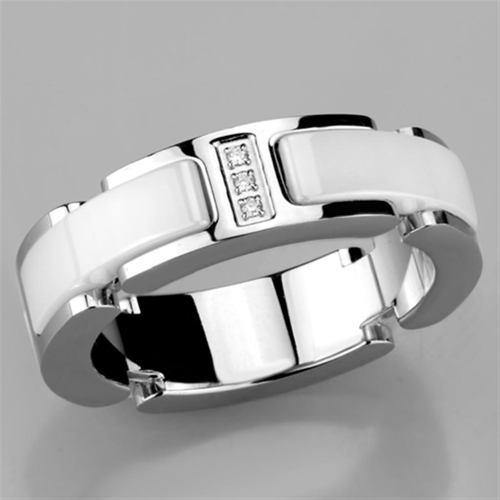 3W967 - High polished (no plating) Stainless Steel Ring with Ceramic - Brand My Case