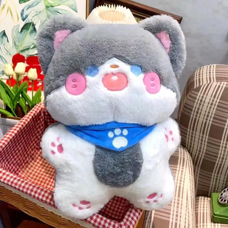 40cm Kawaii Cartoon Grey Cat Plush Toy Soft Stuffed Animal White Kitten Doll Huggable Pillow for Baby Children Gift Hand Towel - Brand My Case