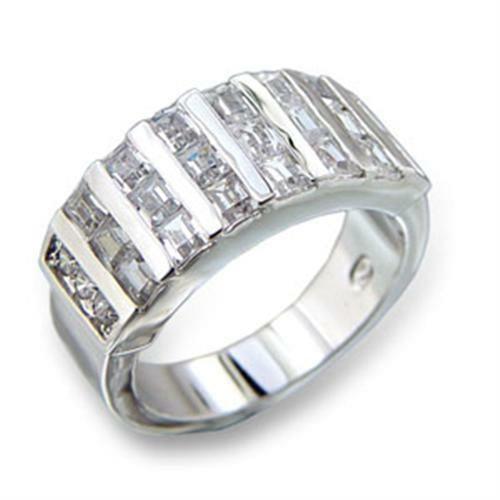 413602 - Rhodium Brass Ring with AAA Grade CZ in Clear - Brand My Case