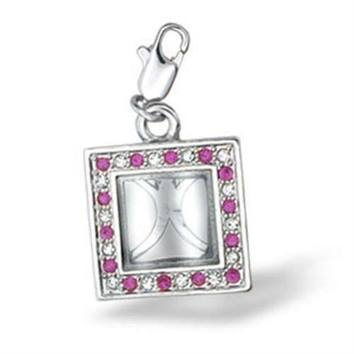 43502 - Rhodium Brass Pendant with Top Grade Crystal in Rose - Brand My Case