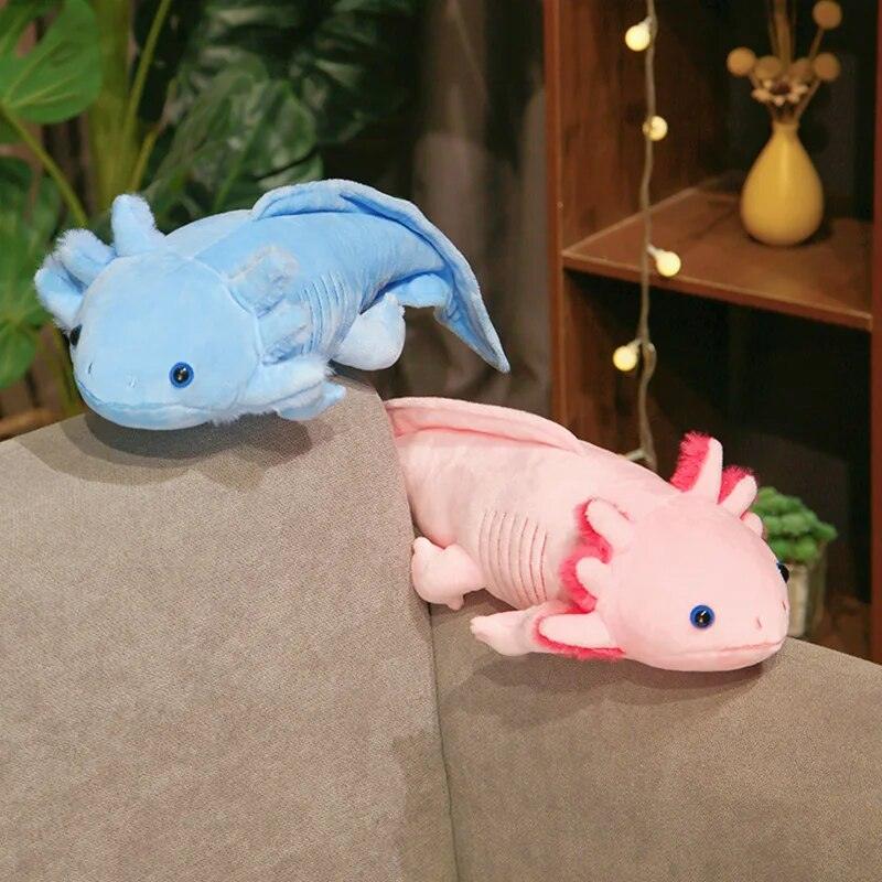 45-80cm Kawaii Colorful Newt Plush Toy Stuffed Cute Axolotl Salamander Fuzzy Plush Fish Appeasing Long Pillow Cushion Kids Gift - Brand My Case