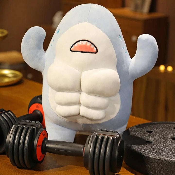 45/60cm Cute Worked Out Shark Plush Toys Stuffed Mr Muscle Animal Pillow Appease Cushion Doll Gifts for Kids Children Girls - Brand My Case
