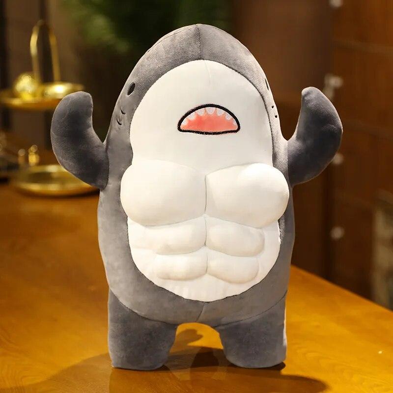 45/60cm Cute Worked Out Shark Plush Toys Stuffed Mr Muscle Animal Pillow Appease Cushion Doll Gifts for Kids Children Girls - Brand My Case