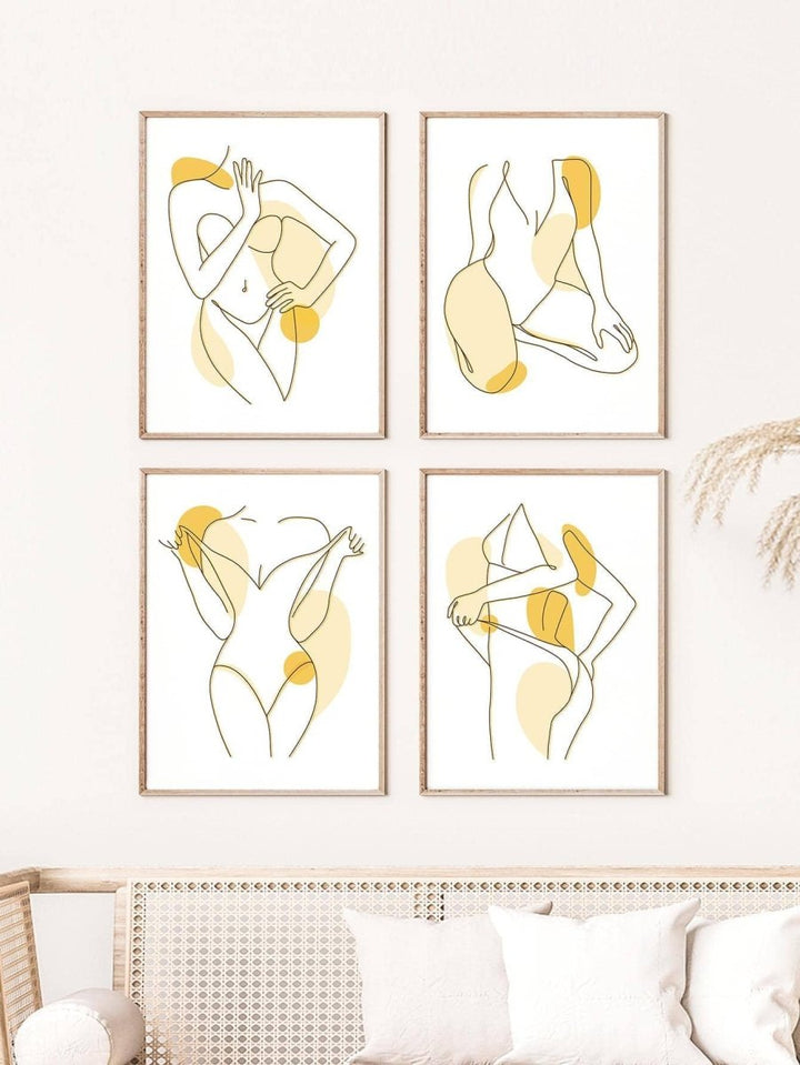 4pcs Abstract Figure Graphic Unframed Painting - Brand My Case