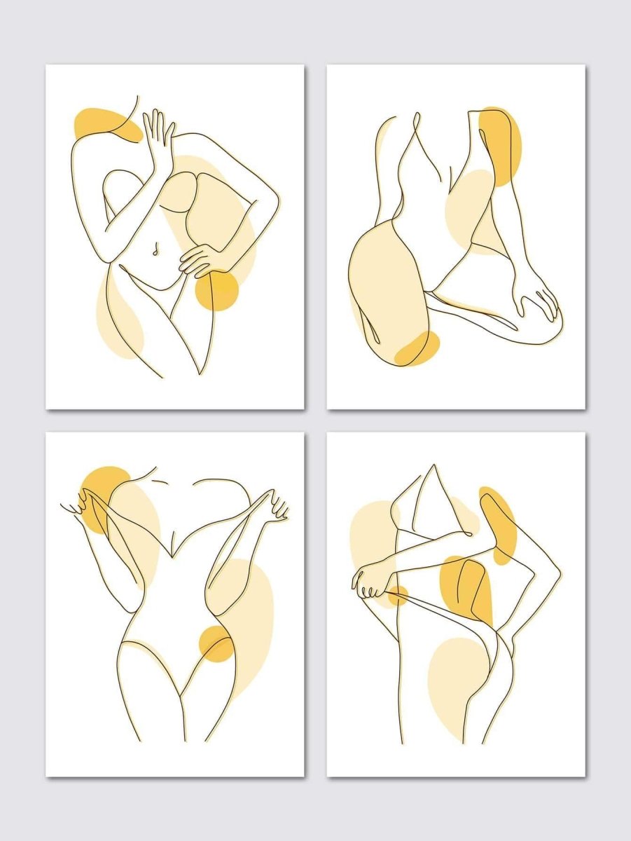 4pcs Abstract Figure Graphic Unframed Painting - Brand My Case