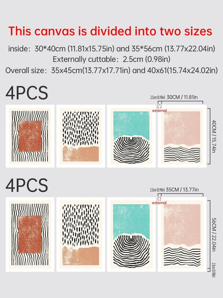 4pcs set Chemical Fiber Unframed Painting Boho Geometric Pattern Hanging Frameless Wall Poster For Home Decor - Brand My Case