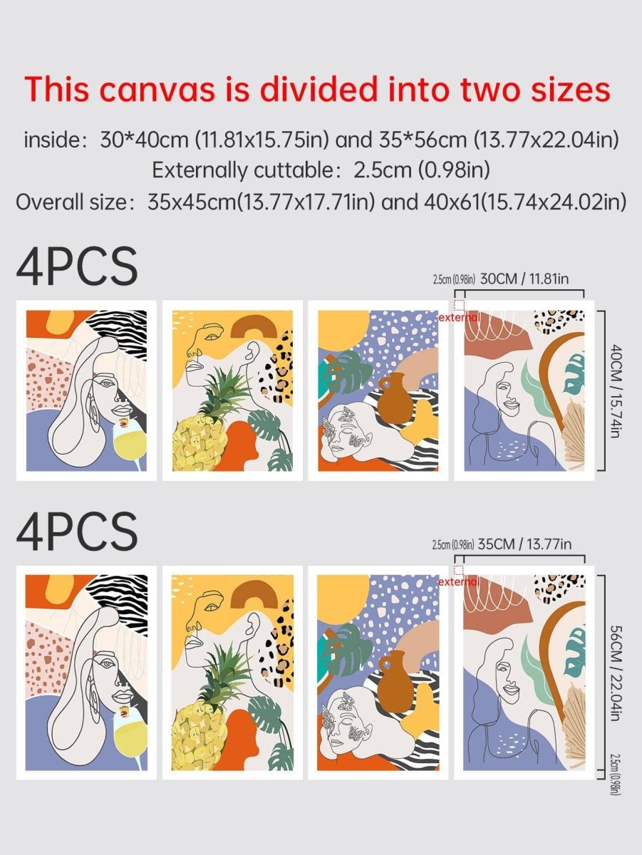 4pcs set Chemical Fiber Unframed Painting Boho Geometric Pattern Hanging Frameless Wall Poster For Home Decor - Brand My Case