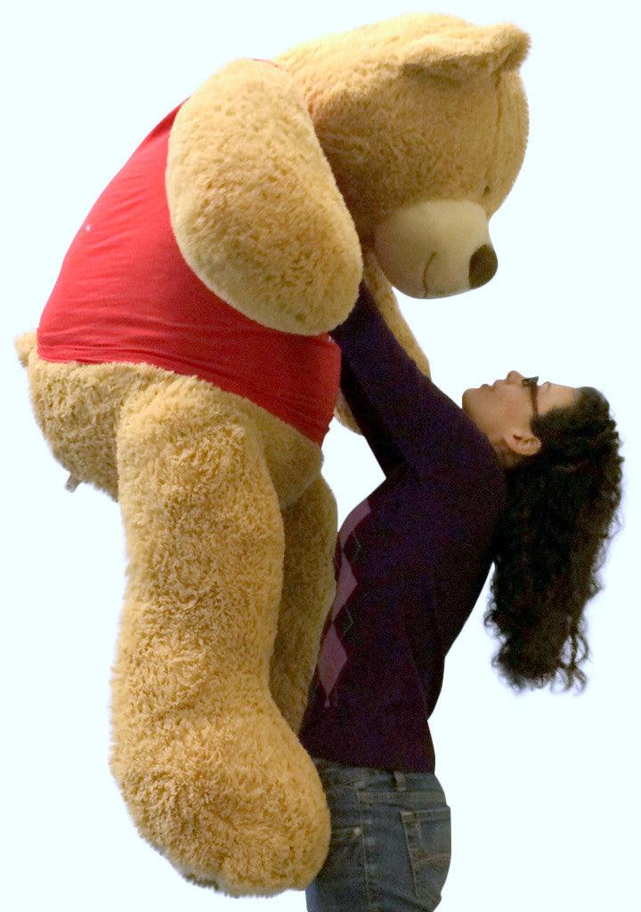 5 Foot Giant Teddy Bear Soft 60 Inch, Wears Removable T-shirt I LOVE - Brand My Case
