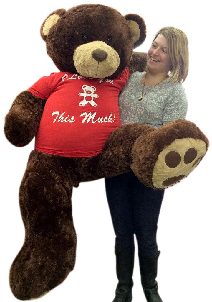 5 Foot Giant Teddy Bear Soft Brown 60 Inches, Wears Removable T-shirt - Brand My Case