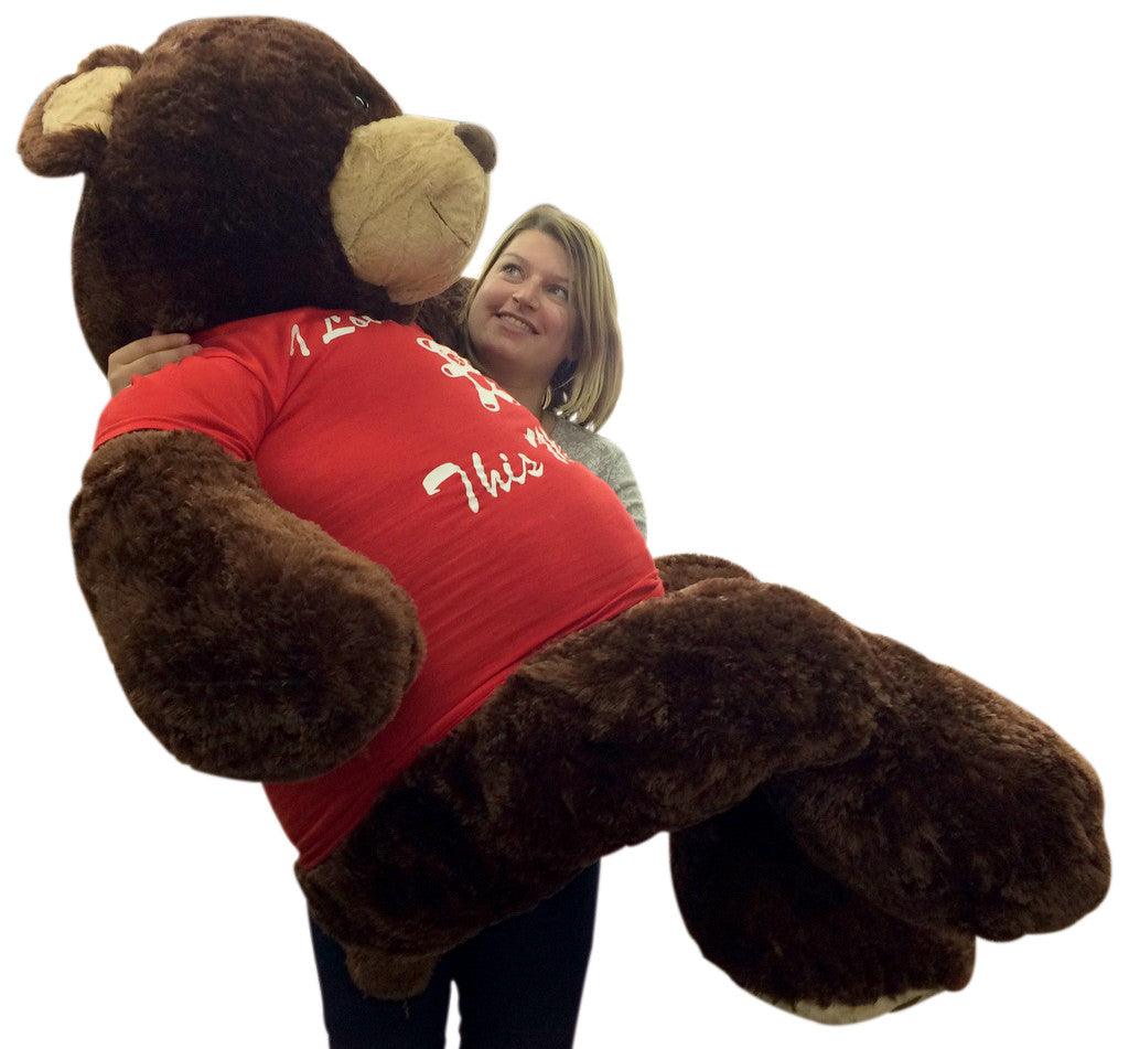 5 Foot Giant Teddy Bear Soft Brown 60 Inches, Wears Removable T-shirt - Brand My Case