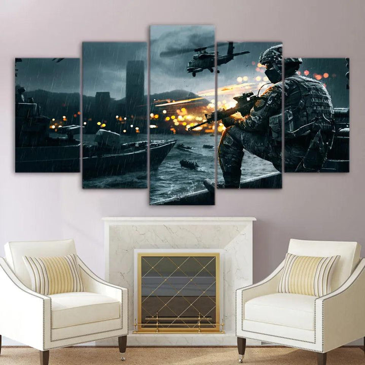 5 Panels Battlefield Scenario Premium Posters - Brand My Case