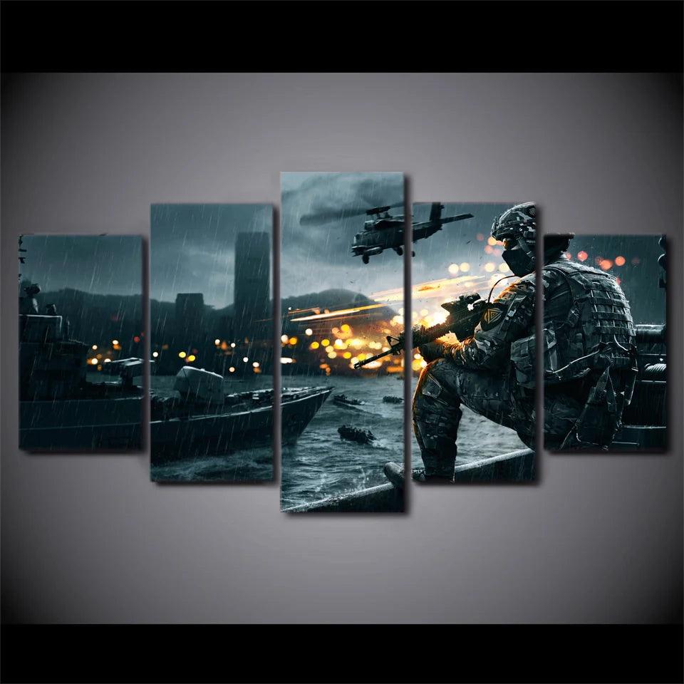 5 Panels Battlefield Scenario Premium Posters - Brand My Case