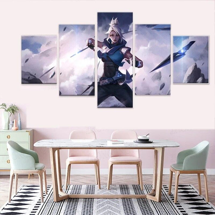 5 Pieces Wall Art Canvas Game Valorant Jett Poster Painting Bedroom Mural Picture Print Gifts Modern Home Decor Framework - Brand My Case