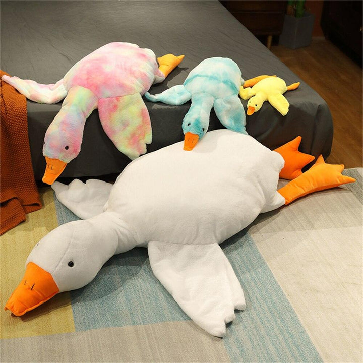 50-190cm Giant Duck Plush Toys Fluffy Sleep Pillow Cute Animal Stuffed Swan Goose Soft Dolls Floor Mat Kids Girls Birthday Gift - Brand My Case