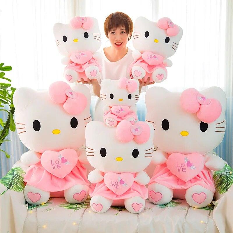 55cm Sanrio Anime Kawaii Hello Kitty Plush Toy Pink Bowknot Dress Peluche Doll Cute Decorate Pillow Children Birthday Xmas Gifts - Brand My Case