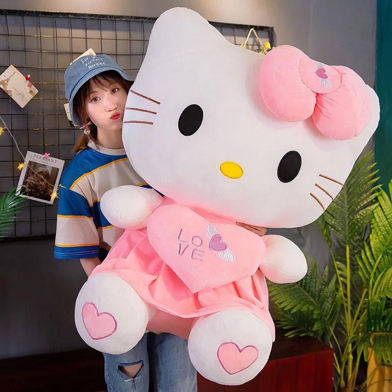 55cm Sanrio Anime Kawaii Hello Kitty Plush Toy Pink Bowknot Dress Peluche Doll Cute Decorate Pillow Children Birthday Xmas Gifts - Brand My Case