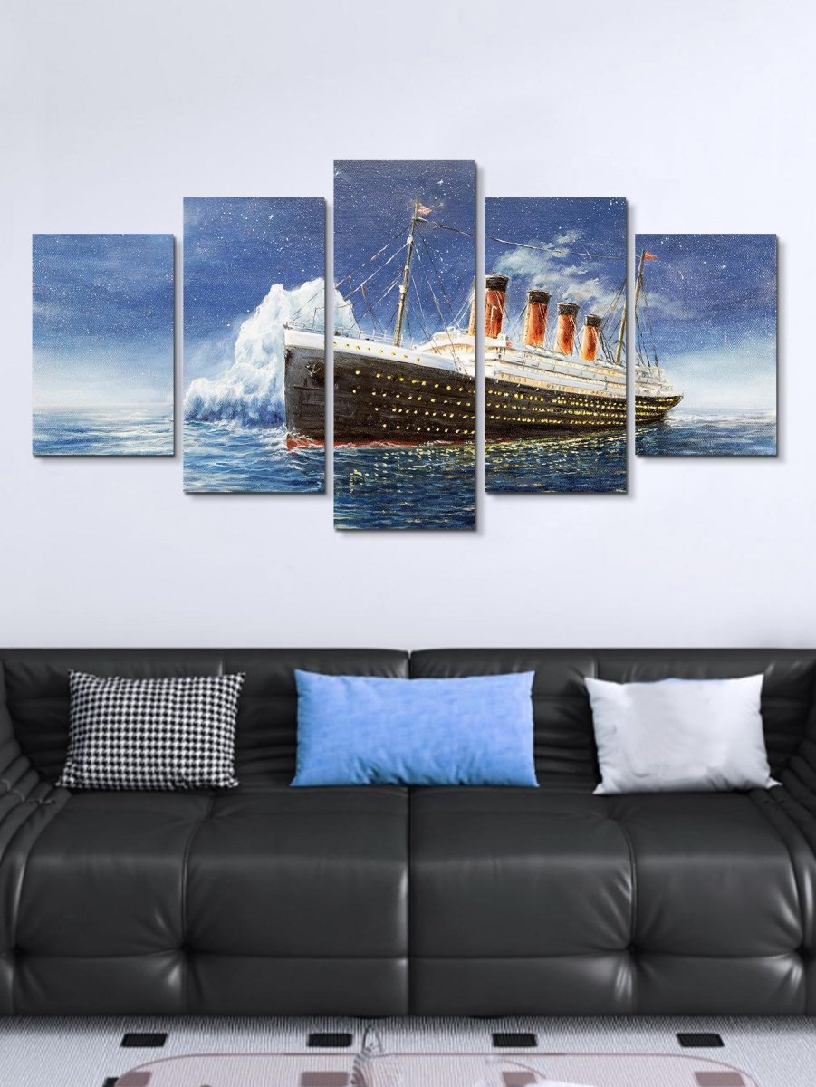5pcs Boat Print Unframed Painting Modern Chemical Fiber Unframed Picture For Home Decoration - Brand My Case