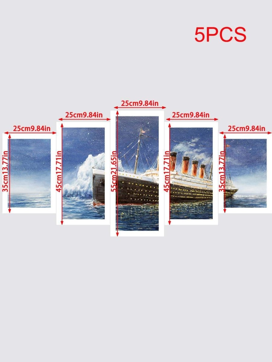 5pcs Boat Print Unframed Painting Modern Chemical Fiber Unframed Picture For Home Decoration - Brand My Case