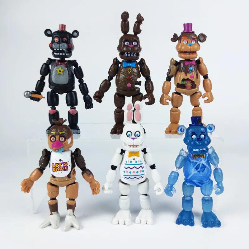 5pcs Five Nights At Freddys Action Figures Toy Security Breach Series Glamrock Foxy Bonnie Fazbear PVC Doll FNAF For Kid Gift - Brand My Case