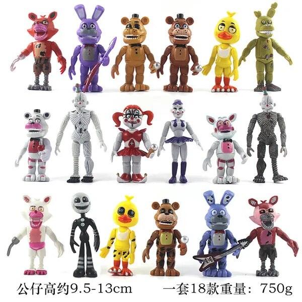 5pcs Five Nights At Freddys Action Figures Toy Security Breach Series Glamrock Foxy Bonnie Fazbear PVC Doll FNAF For Kid Gift - Brand My Case