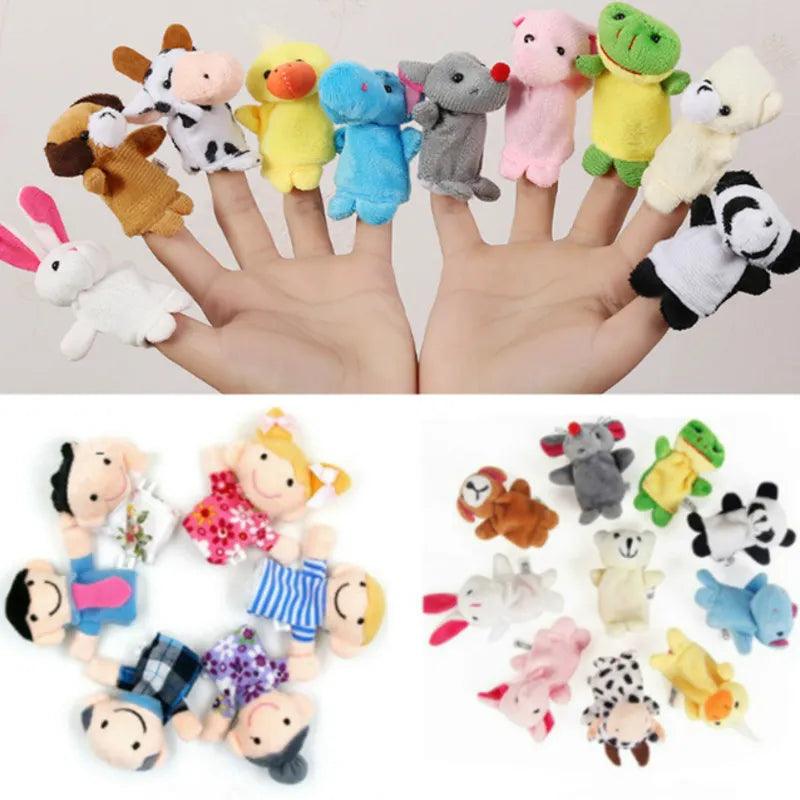 6-12Pcs Baby Plush Toy Cartoon Animal Family Finger Puppet Role Play Tell Story Cloth Doll Educational Toys For Children Kids - Brand My Case