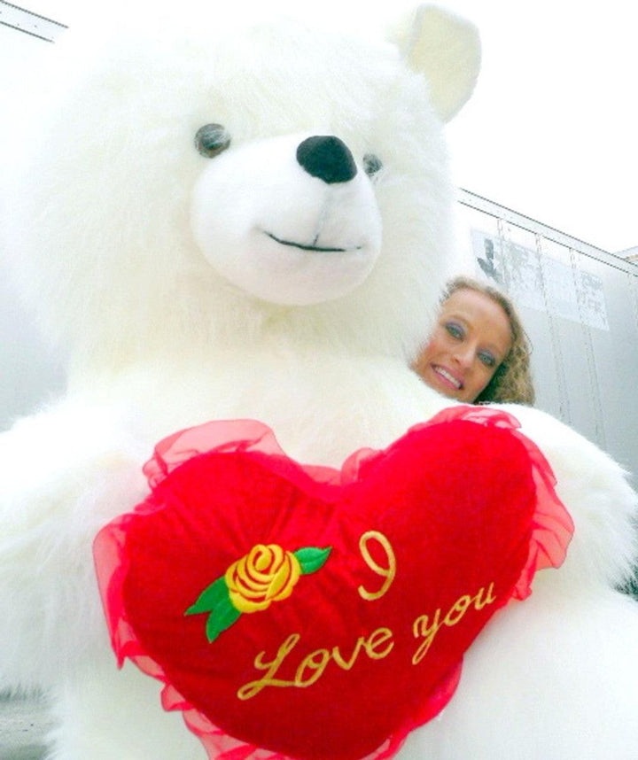 6 Foot Teddy Bear Giant White Teddybear With I Love You Heart Soft 72 - Brand My Case