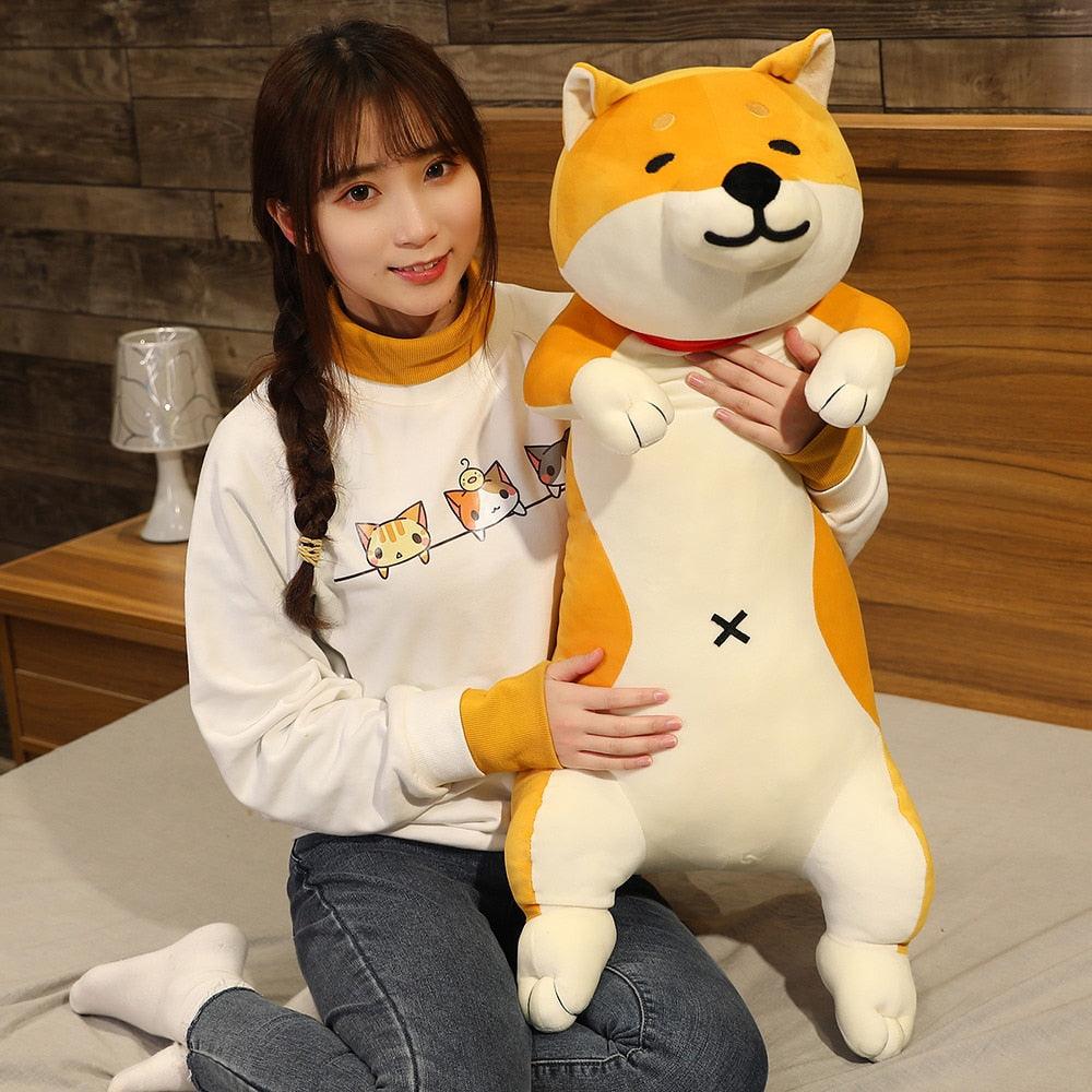 60-120cm Cute Shiba Inu Dog &amp; Cat Plush Toys Stuffed Long Animals Sleep Boyfriend Pillow Doll Office Cushion Kids Girls Gift - Brand My Case