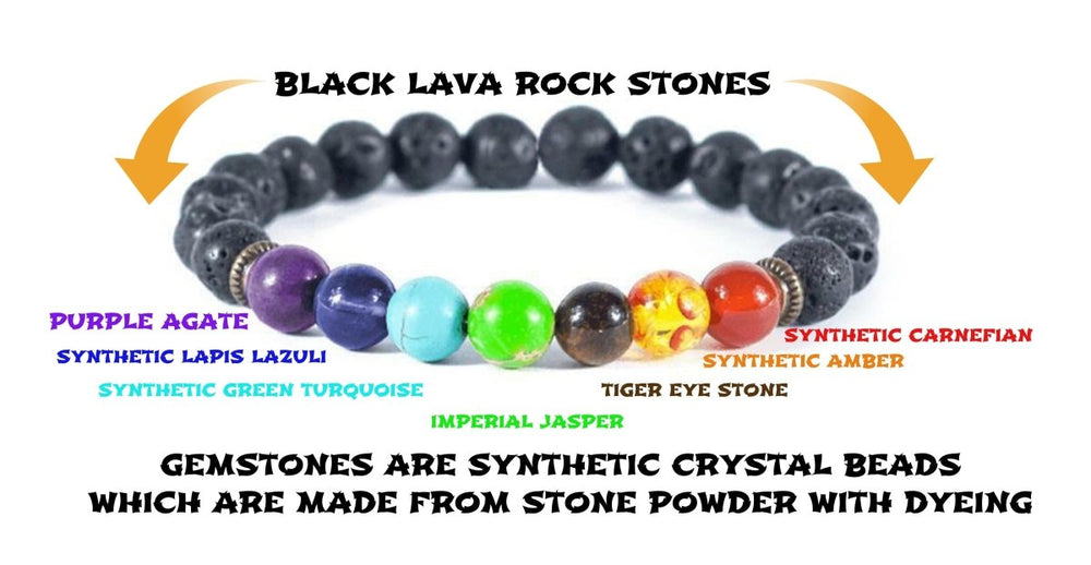 7 Chakra Healing Beaded Bracelet Natural Lava Stone - Brand My Case