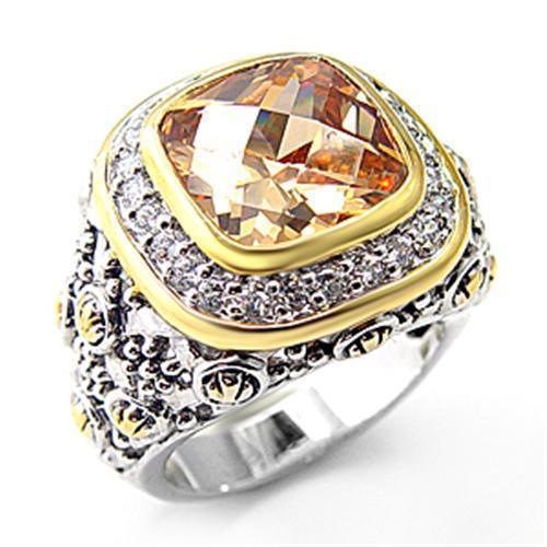7X181 - Reverse Two-Tone 925 Sterling Silver Ring with AAA Grade CZ i - Brand My Case