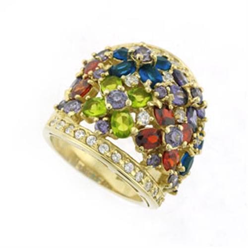 8X114 - Gold 925 Sterling Silver Ring with AAA Grade CZ in Multi Colo - Brand My Case