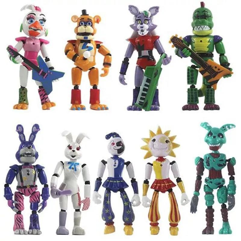 9 Pcs/Set Five Night At Freddy Anime Game Fnaf Sundrop Toys Joints Can Move Cute Bonnie Bear Foxy Action Figure Toy Model Gifts - Brand My Case