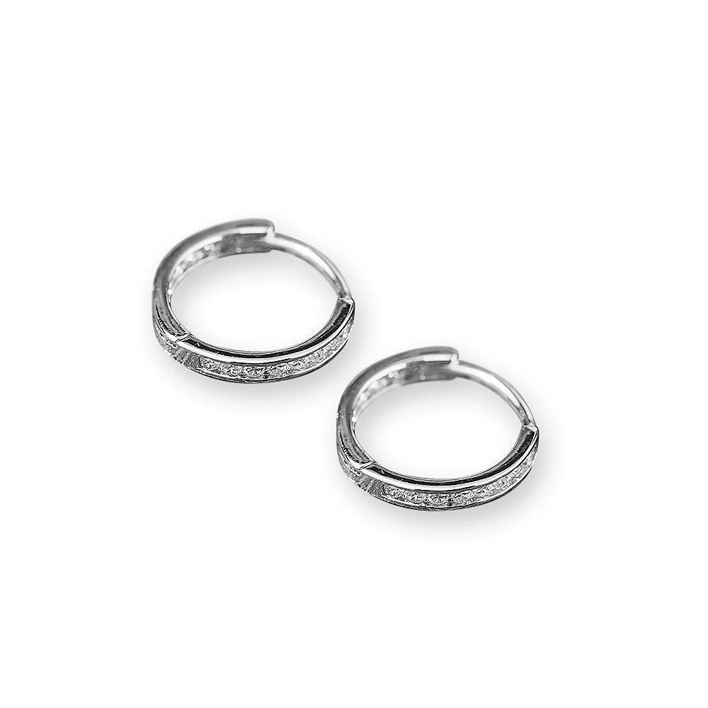 925 Sterling Silver Single Row Huggie Earrings - Brand My Case