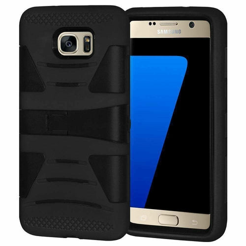 AMZER Dual Layer Hybrid KickStand Case for Samsung GALAXY S7 - Black/