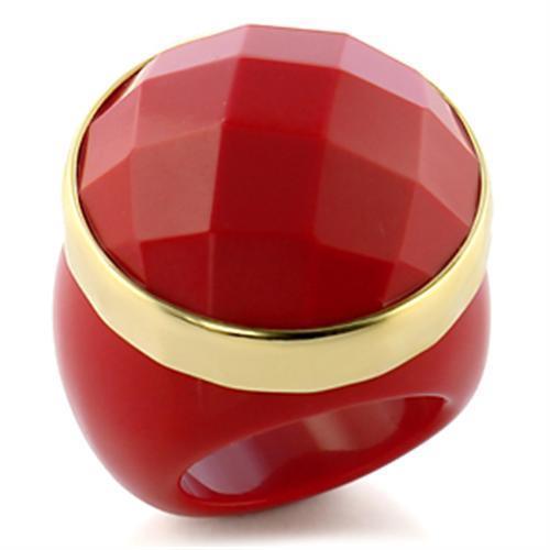 9W192 Gold Brass Ring with Synthetic in Ruby - Brand My Case