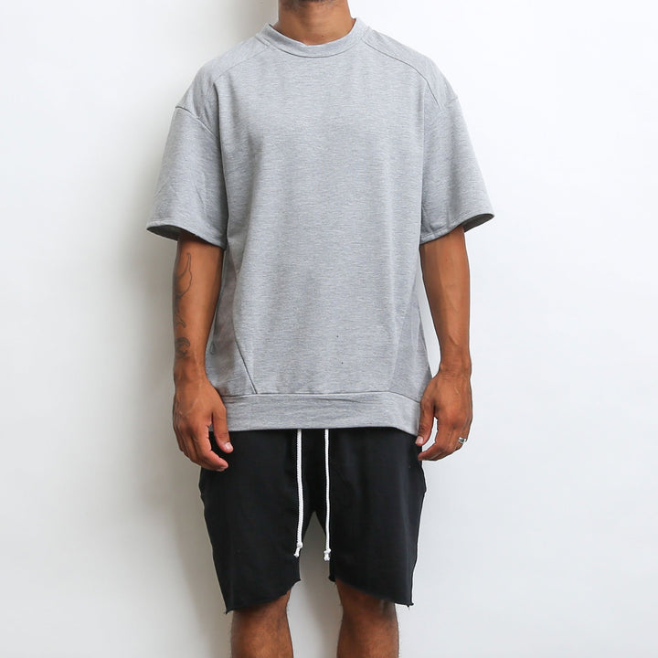 REVERSE FRENCH TERRY TEE- GREY