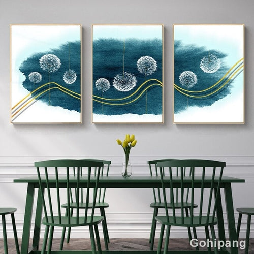 Blue Spray Poster Nordic Canvas Painting Abstract
