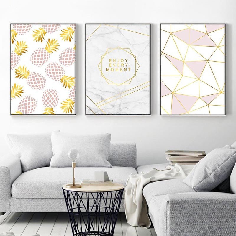 Pineapple Geometry Abstract Poster Canvas