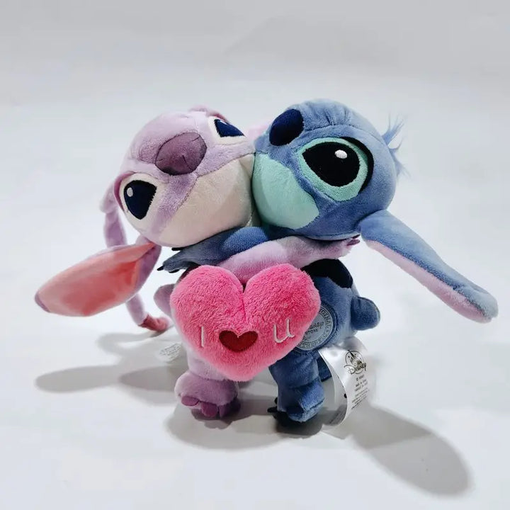 Stitch and Angel Holding Loving Couple Plush Toys Stuffed Soft Doll For Girl Gift