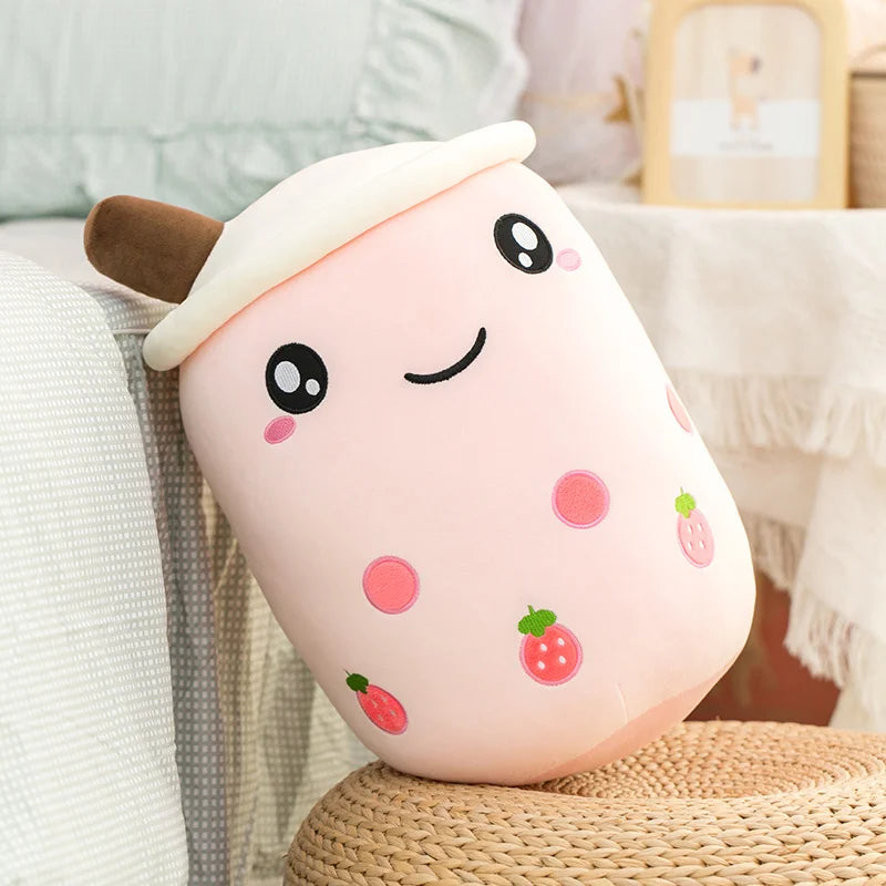 23cm Kawai Milk Tea Cup Plush Toy Stuffed Food Fruit Boba Doll Ultrasoft Stuffed Plush Tea Shop Kids Toys Birthday Gift