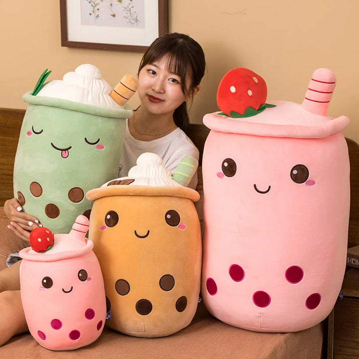 23cm Kawai Milk Tea Cup Plush Toy Stuffed Food Fruit Boba Doll Ultrasoft Stuffed Plush Tea Shop Kids Toys Birthday Gift