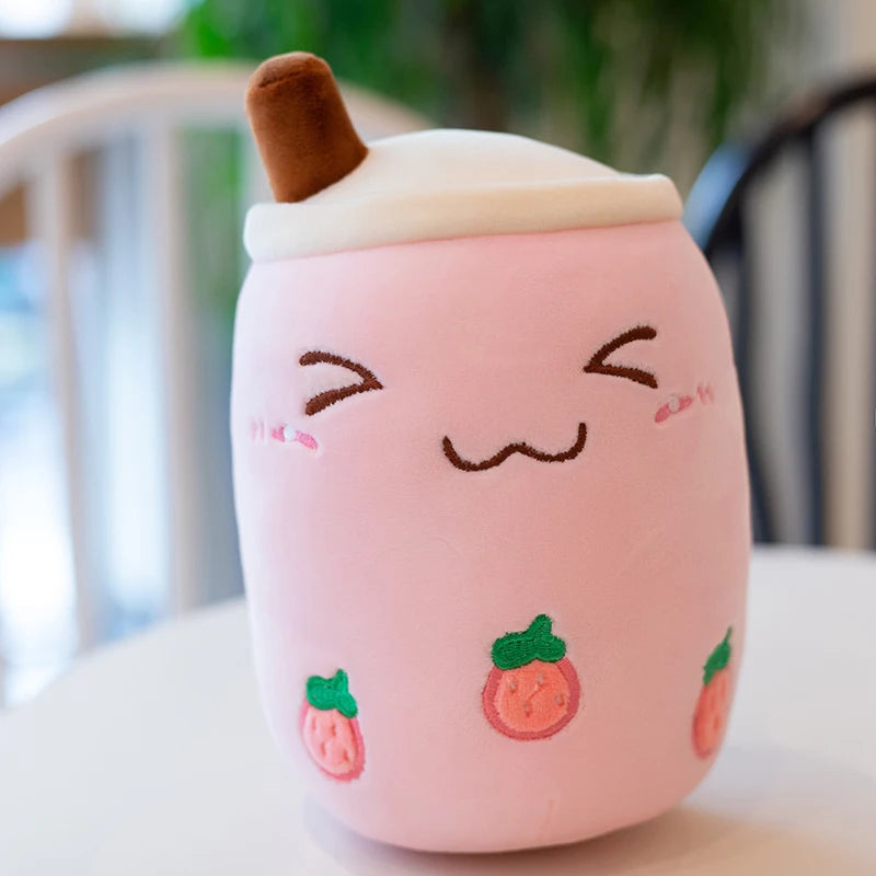 23cm Kawai Milk Tea Cup Plush Toy Stuffed Food Fruit Boba Doll Ultrasoft Stuffed Plush Tea Shop Kids Toys Birthday Gift