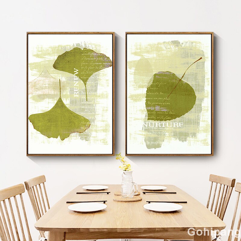 Leaves Plant Painting Nordic Canvas Poster Print