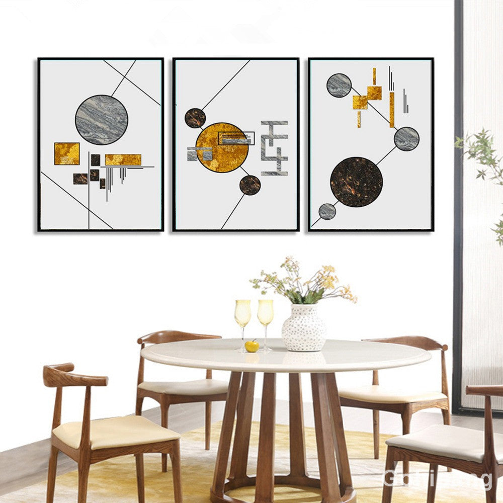 Nordic Modern Geometry Poster Gold Foil Canvas