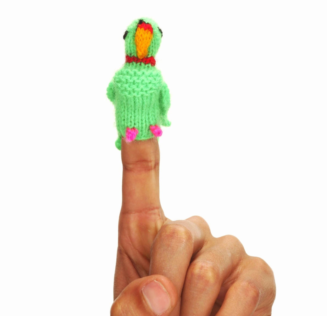 Bright Green Macaw Finger Puppet
