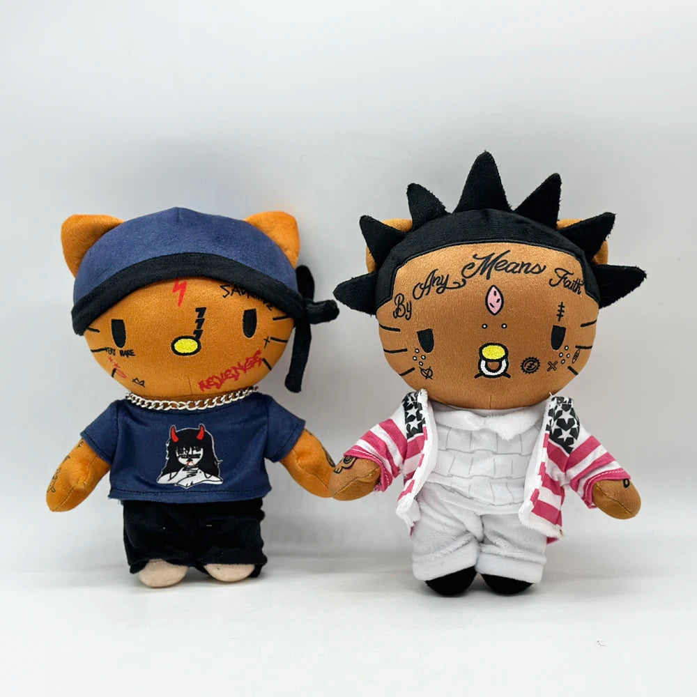 Lil Uzi Vert Hello Kitty Red and White Striped Clothing Plush Doll Figure Stuffed Toys Cute Boys Girls Fans Collect Gifts 26cm